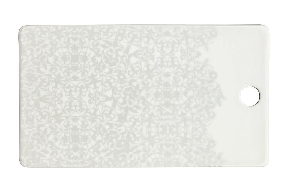 Denby Monsoon Filigree Silver Oblong Platter 28cm x 16cm