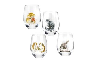 Royal Worcester Wrendale Designs Set of 4 Tumblers Assorted Domestic Animals 0.55l