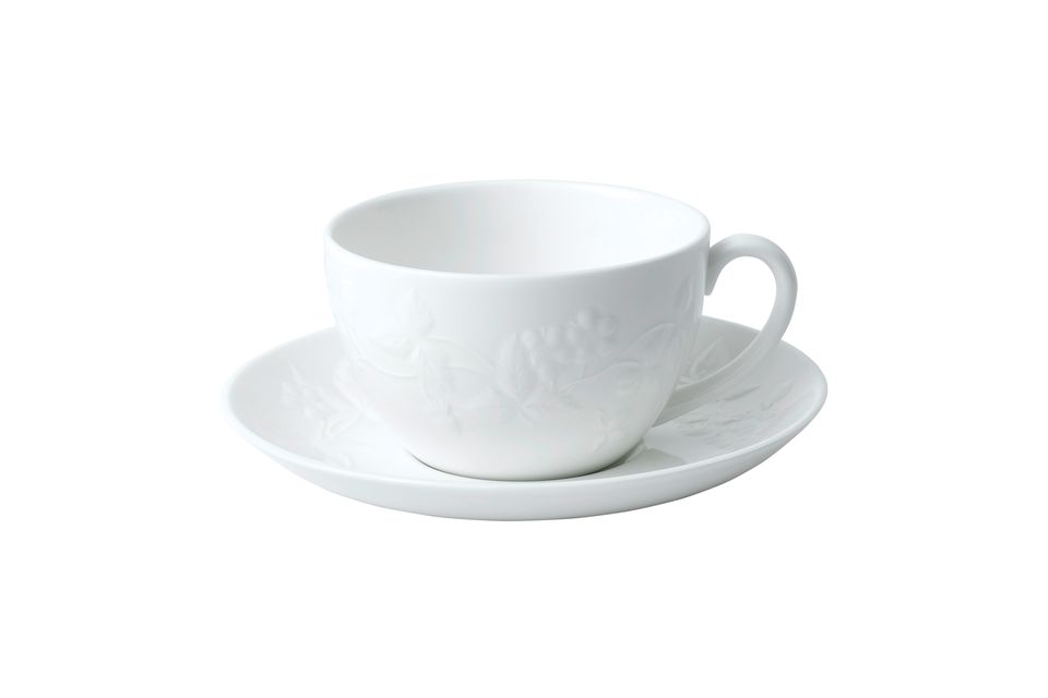 Wedgwood Wild Strawberry White Teacup & Saucer