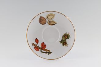 Royal Worcester Wild Harvest - Gold Rim Soup Cup Saucer Rosehips, Cob nuts and Almonds 6 1/2"