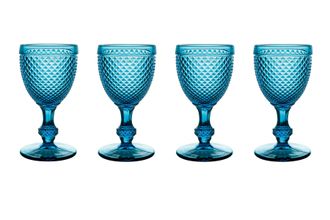 Vista Alegre Bicos Set of 4 Goblets Blue 280ml