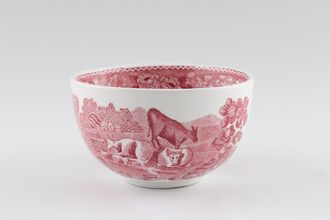 Adams English Scenic - Pink Sugar Bowl - Open (Coffee) Plain top - Cattle 3 3/4" x 2 1/4"