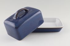 Denby Imperial Blue Butter Dish + Lid Box Shape | White Inside Base thumb 2