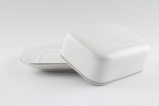 Thomas Medaillon Platinum Band - White with Thin Silver Line Butter Dish + Lid 6 1/4" x 4 3/4" thumb 2