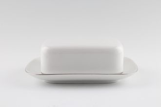 Sell Thomas Medaillon Platinum Band - White with Thin Silver Line Butter Dish + Lid 6 1/4" x 4 3/4"