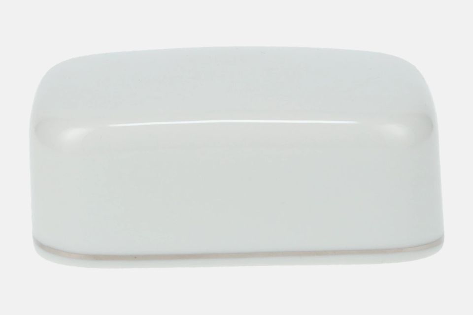 Thomas Medaillon Platinum Band - White with Thin Silver Line Butter Dish Lid Only for 6 1/4" base 4 3/4" x 3 1/2"