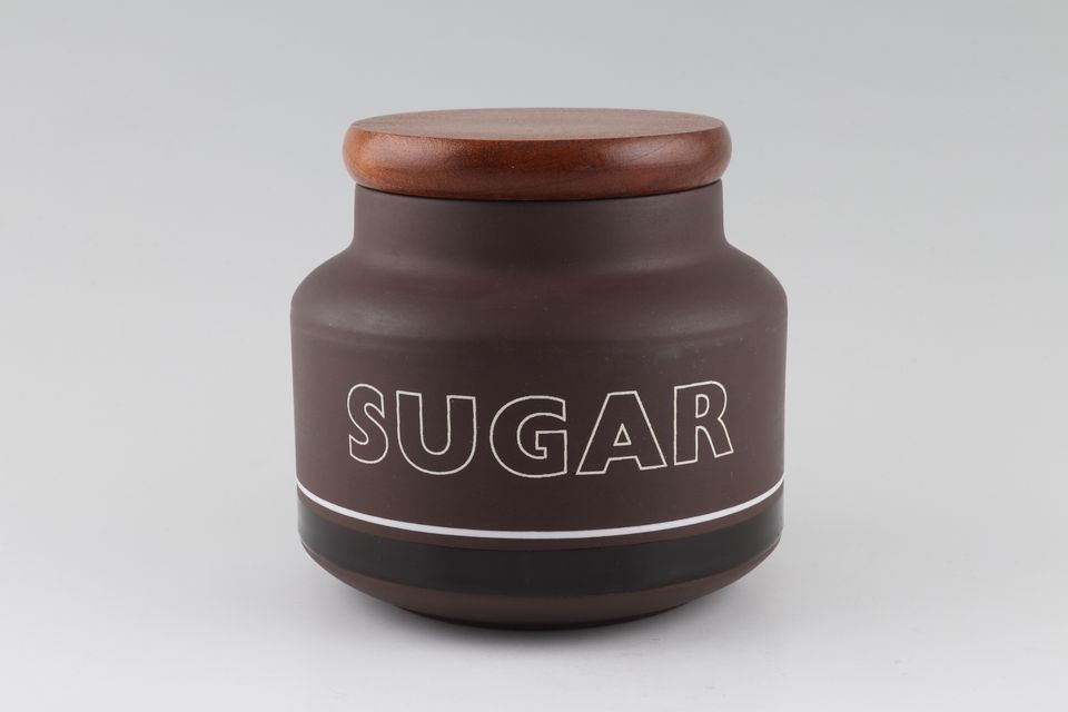 Hornsea Contrast Storage Jar + Lid Wooden Lid - Sugar on jar 3 1/2" x 4 1/4"