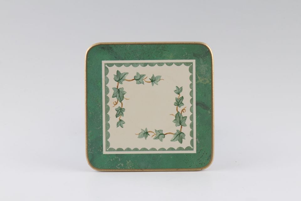 BHS Country Vine Coaster Green edge with Vine leaves inside 4" x 4"