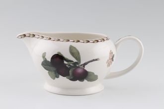 Queens Hookers Fruit Gravy Jug Plum. Round Shape, footed. Leaf motif on outside.