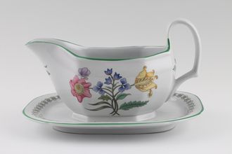 Spode Summer Palace - Grey - W150 Sauce Boat and Stand Fixed