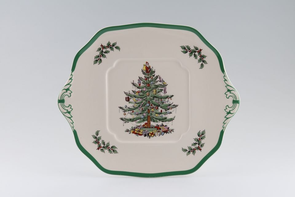 Spode Christmas Tree Cake Plate Square - Handled  11 3/8"