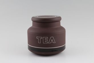 Hornsea Contrast Storage Jar + Lid Ceramic Lid -Tea on jar  3 1/2" x 4 1/4"