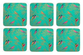 Sara Miller London for Portmeirion Chelsea Collection Coasters - Set of 6 Green 10.5cm x 10.5cm