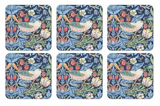 Royal Worcester Strawberry Thief Coasters - Set of 6 Blue 10.5cm x 10.5cm