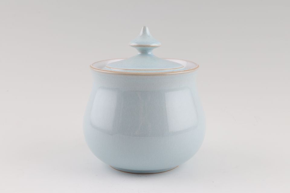 Denby Blue Linen Sugar Bowl - Lidded (Tea) Pointed Handle