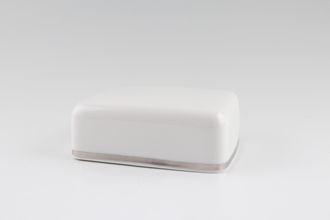 Thomas Medaillon Platinum Band - White with Thick Silver Line Butter Dish Lid Only