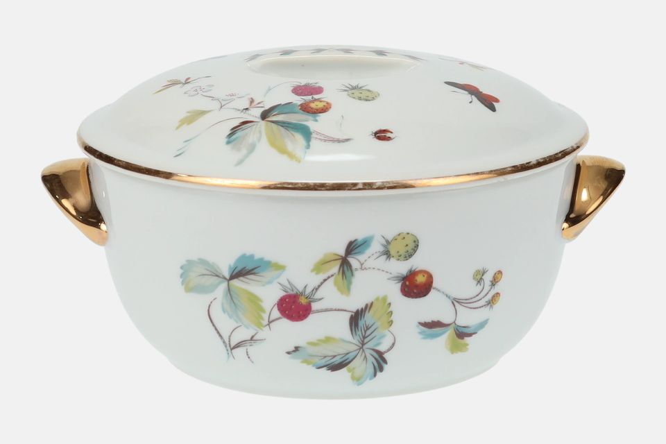 Royal Worcester Strawberry Fair - Gold Edge Porcelain Casserole Dish + Lid Round. Shape 23 Size 5 1pt