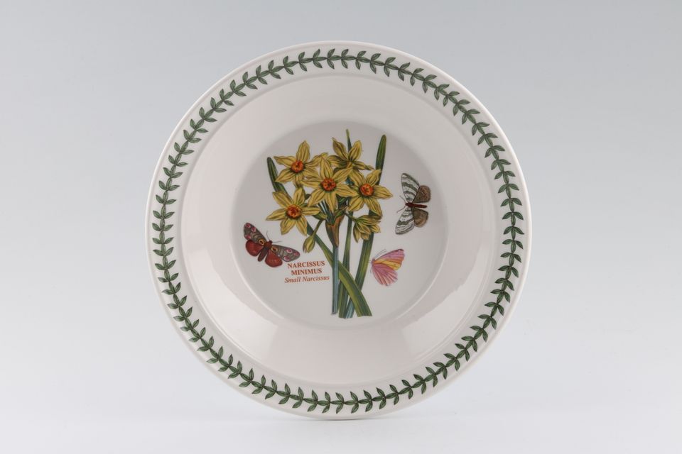 Portmeirion Botanic Garden - Older Backstamps Rimmed Bowl Narcissus Minimus - Small Narcissus 8 1/2"