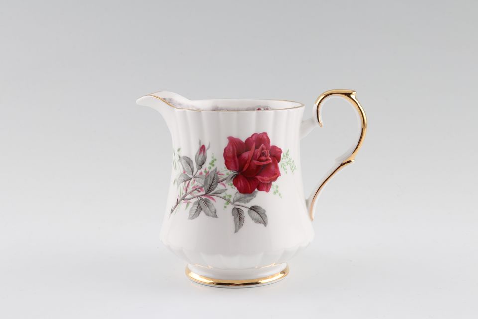Royal Stafford Roses To Remember - Red Milk Jug Ribbed around base and rim, Gold on handle 1/2pt