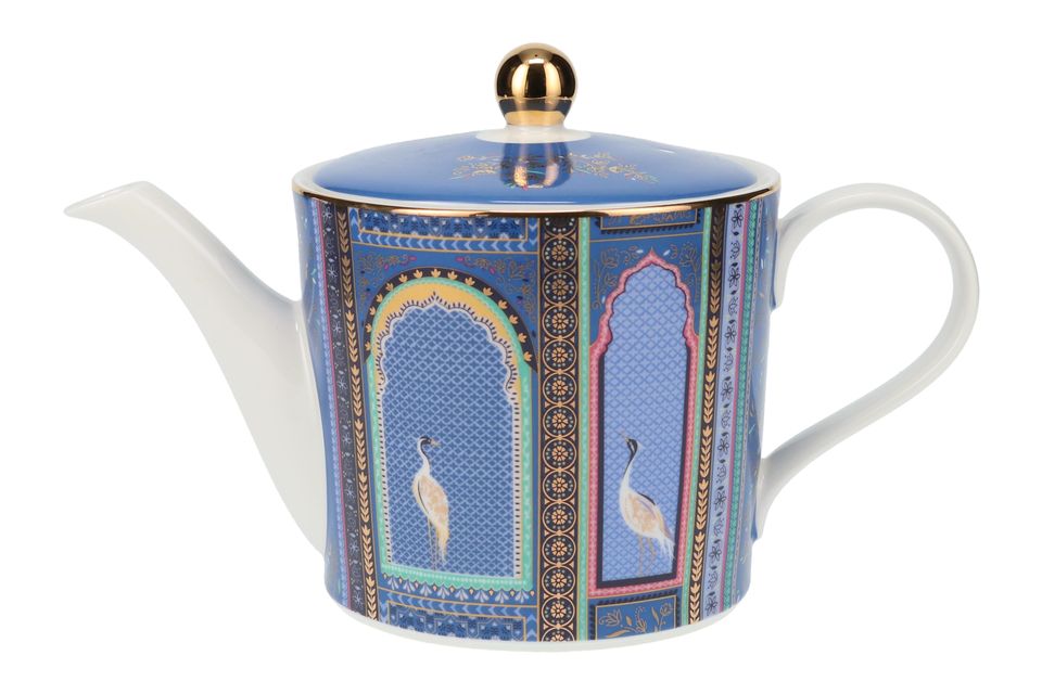 Sara Miller London for Portmeirion India Teapot Lattice Window's Indigo 1.1l