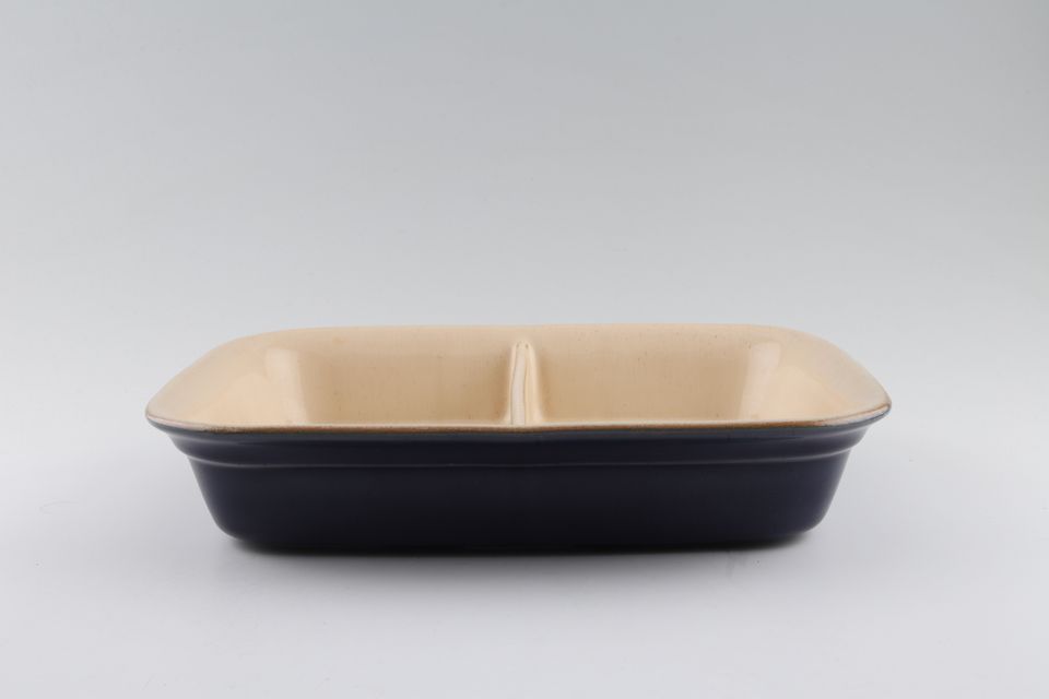 Denby Cottage Blue Serving Dish Divided. Classics Collection - Cream interior 10 3/4" x 8 1/4"