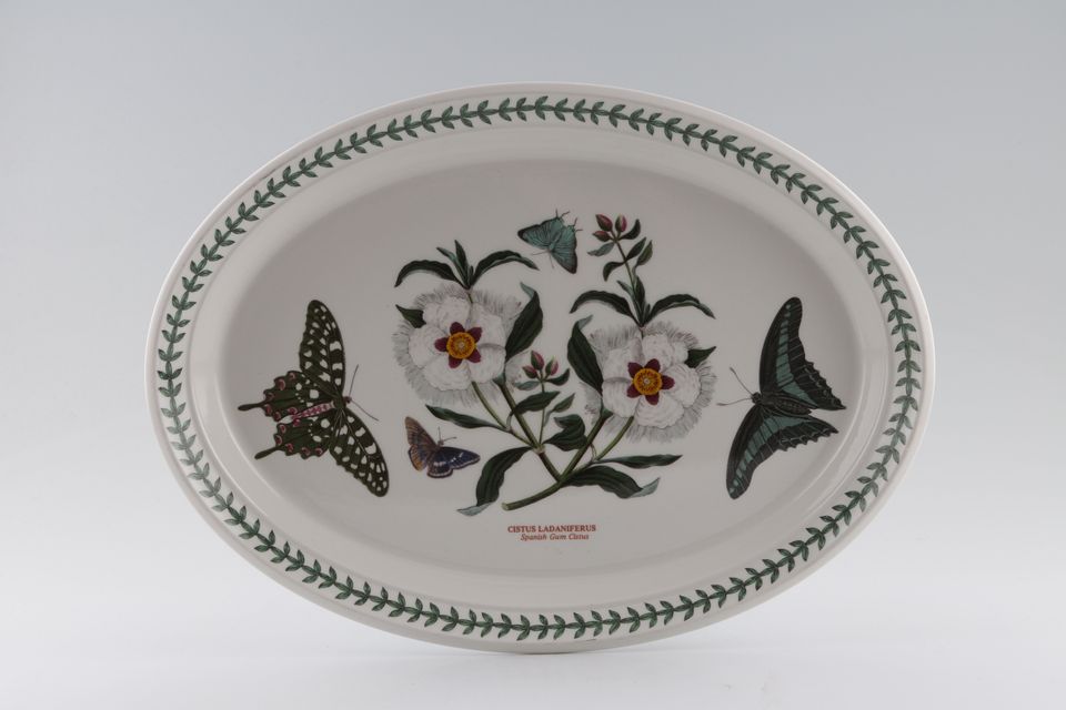 Portmeirion Botanic Garden - Older Backstamps Oval Platter Cistus Ladaniferus - Spanish Gum Cistus 13"