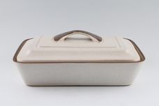 Denby Potters Wheel - Tan Centre Vegetable Tureen with Lid Lidded, oblong, divided Ridge on lid 11" x 8 1/4" thumb 1