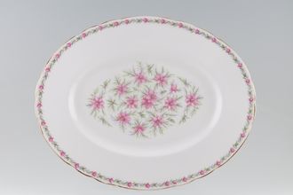 Tuscan & Royal Tuscan Love In The Mist - white background, pink flowers Oval Platter 15 3/8"