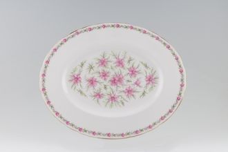 Tuscan & Royal Tuscan Love In The Mist - white background, pink flowers Oval Platter 13 1/4"