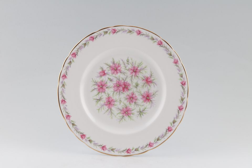 Tuscan & Royal Tuscan Love In The Mist - white background, pink flowers Salad/Dessert Plate 8 1/4"