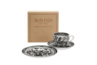 Burleigh Black Regal Peacock Teacup Gift Set
