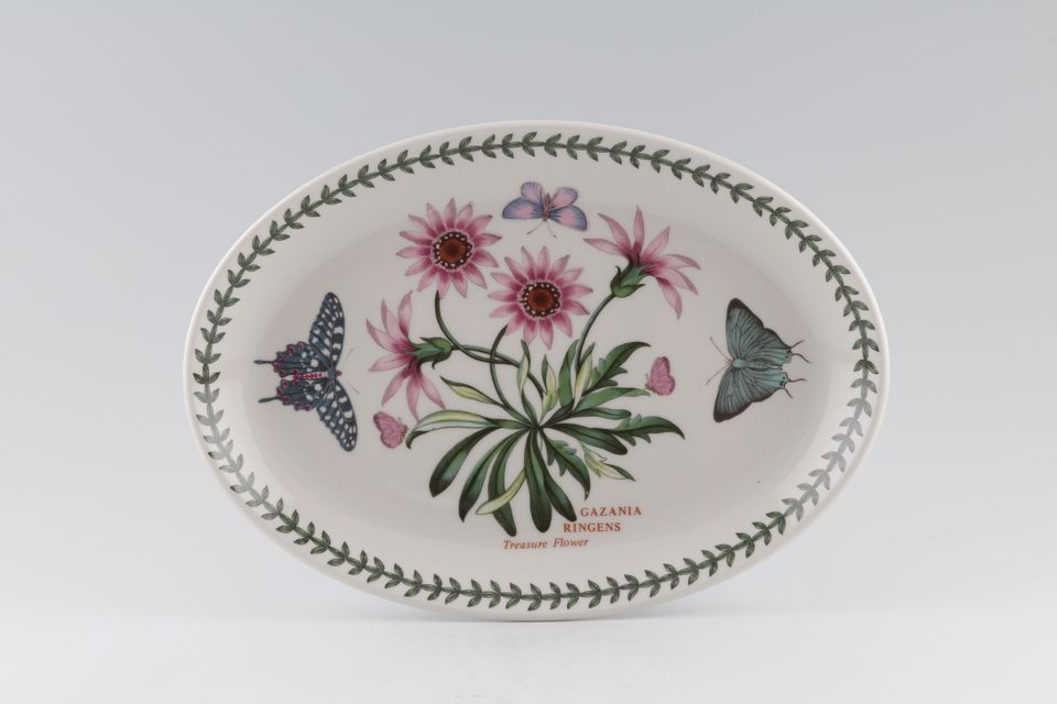 Portmeirion Botanic Garden Oval Platter Treasure Flower (2 Extra Butterflys On The Side) 10 3/4"