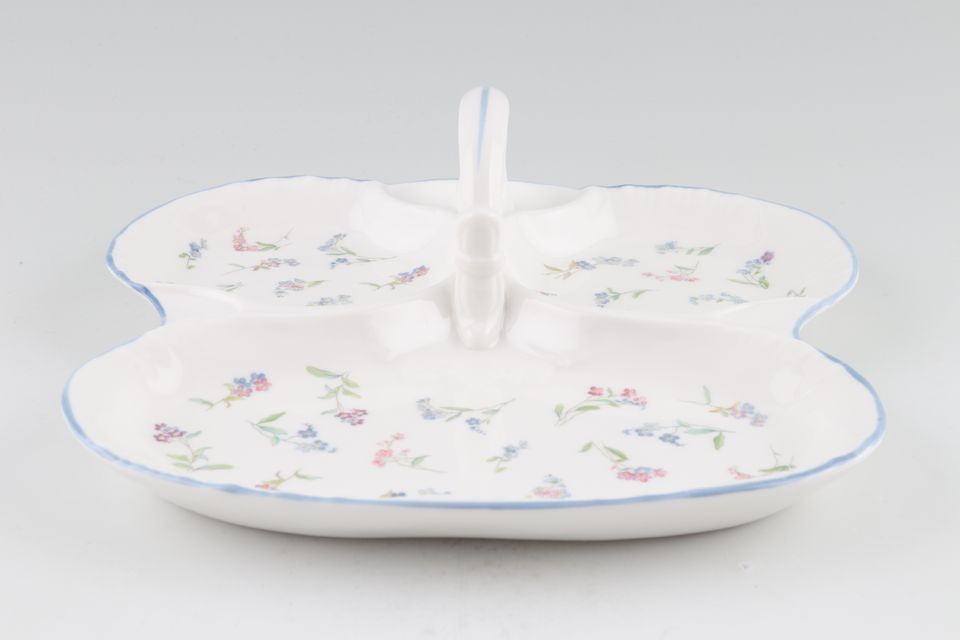 Royal Worcester Forget me not Serving Dish Three Compartments 8 1/4" x 8"