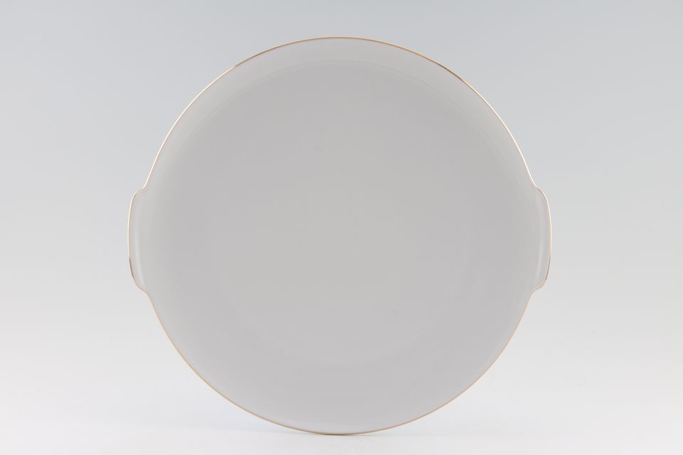 Thomas Medaillon Gold Band - White with Thin Gold Line Cake Plate 11"
