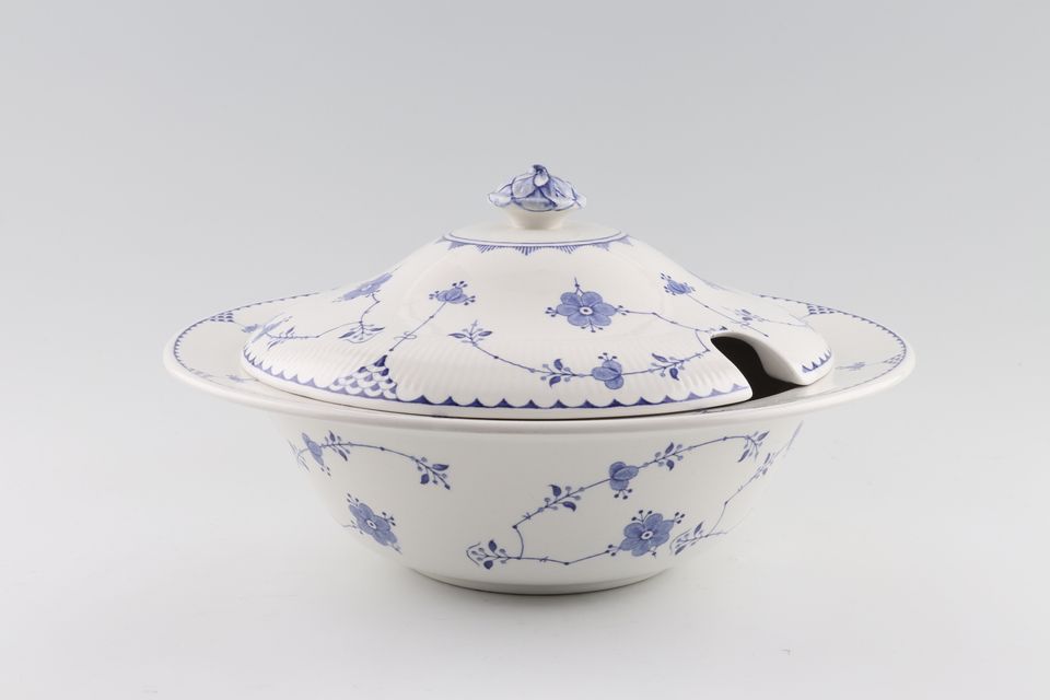 Furnivals Denmark - Blue Soup Tureen + Lid cut out in lid 10 7/8"