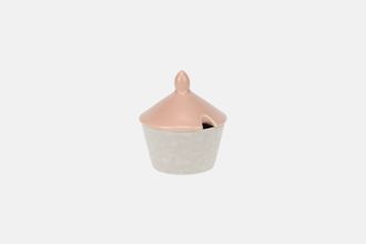 Poole Twintone Seagull and Peach Mustard Pot + Lid