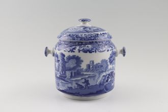 Sell Spode Blue Italian (Copeland Spode) Biscuit Jar + Lid No Handle - Height is base only 4 1/4" x 4 3/4"