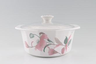 Mikasa Continental Silk Flowers Casserole Dish + Lid Fire & Ice (like Pyrex) with Clear Lid. Deep. 3 1/2pt
