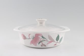 Mikasa Continental Silk Flowers Casserole Dish + Lid or Lidded Vegetable Dish. Shallow. Fire & Ice (like Pyrex) with Clear Lid 2pt