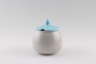 Poole Twintone Dove Grey and Sky Blue Sugar Bowl - Lidded (Tea) Bowl shaped 2 1/2" x 2 3/4"