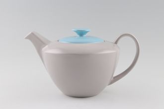 Poole Twintone Dove Grey and Sky Blue Teapot Short Spout 2pt