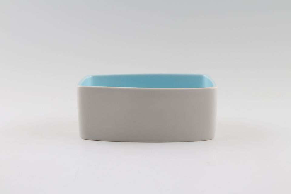 Poole Twintone Dove Grey and Sky Blue Butter Dish Base Only Straight Sided 5 1/2" x 3 1/2"