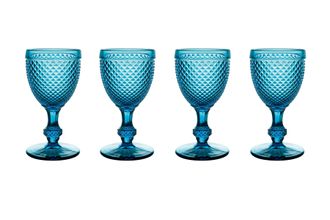 Vista Alegre Bicos Set of 4 Wine Goblets Blue 210ml
