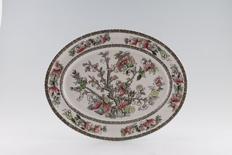 Johnson Brothers Indian Tree Oval Platter White background. 12"