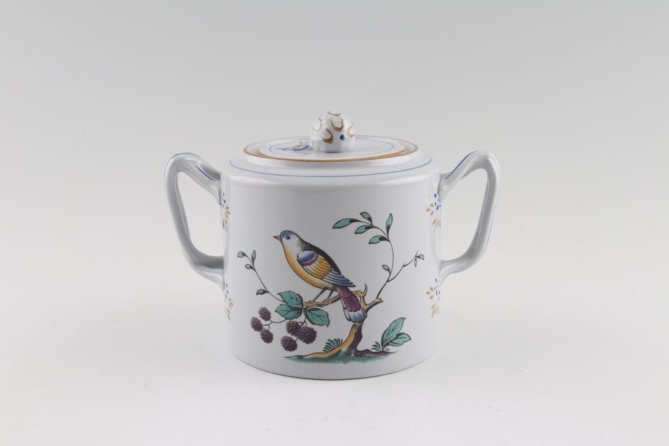 Spode Queen's Bird - Y4973 & S3589 (Shades Vary) Sugar Bowl - Lidded (Tea) B/S Y4973  With two handles 3 1/2" x 3 1/4"