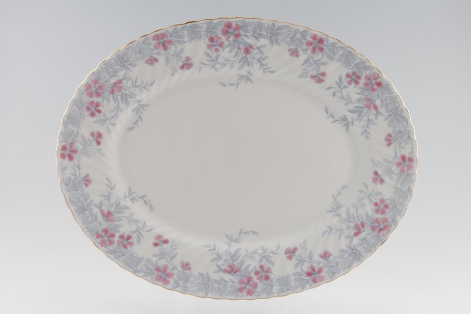 Minton Garden Pinks Oval Platter S-575 - Pink flowers 15 1/4"