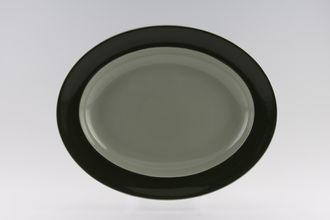 Wedgwood Celadon Green Oval Platter Dark Green Rim 12 3/4"