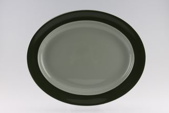 Wedgwood Celadon Green Oval Platter Dark Green Rim 14 1/4"