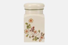 Marks & Spencer Autumn Leaves Storage Jar + Lid Shiny. Round with square sides. 6 1/2" thumb 1