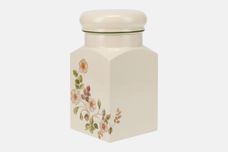 Marks & Spencer Autumn Leaves Storage Jar + Lid Shiny. Round with square sides. 6 1/2" thumb 3